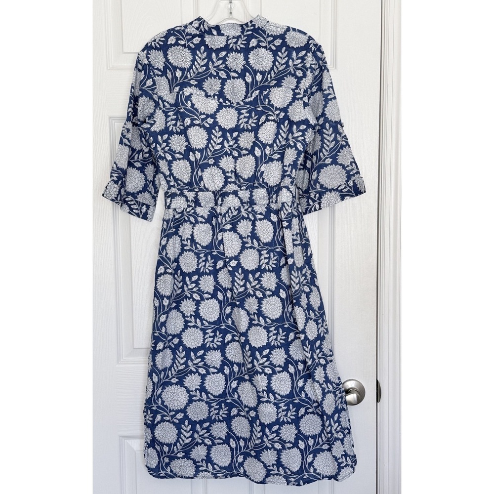 Beau & Ro The Every Day Dress Midi Floral Print Blue‎ Size Small Pockets